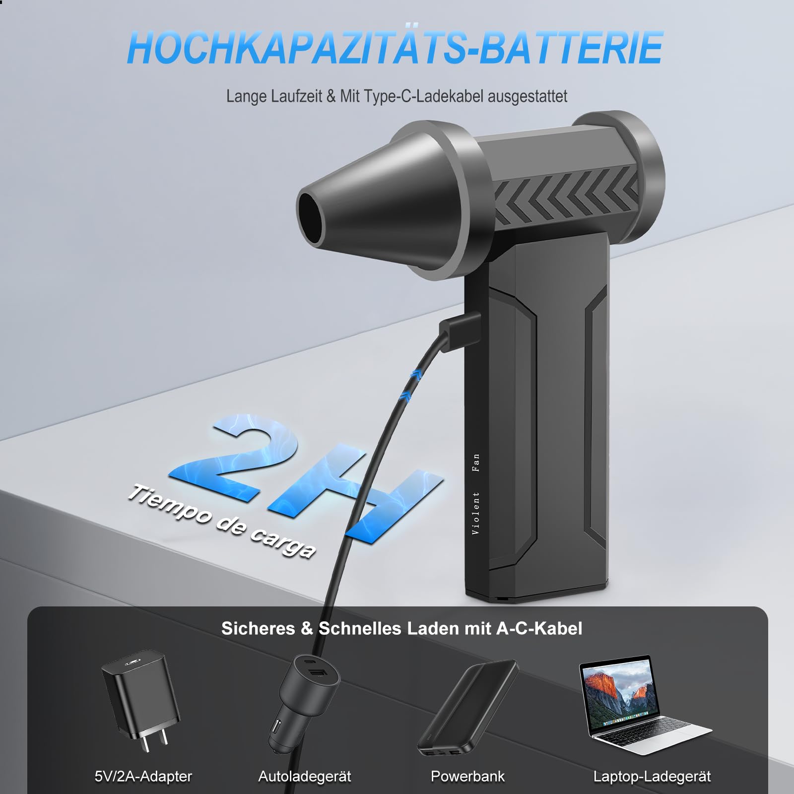 Elektrische Staubgebläse, 4-Gang 160000 U/min, Druckluft Compressed Air Duster mit 10000mAh Akku, Mini Gebläse für PC Reinigungsset, Auto, Sofa