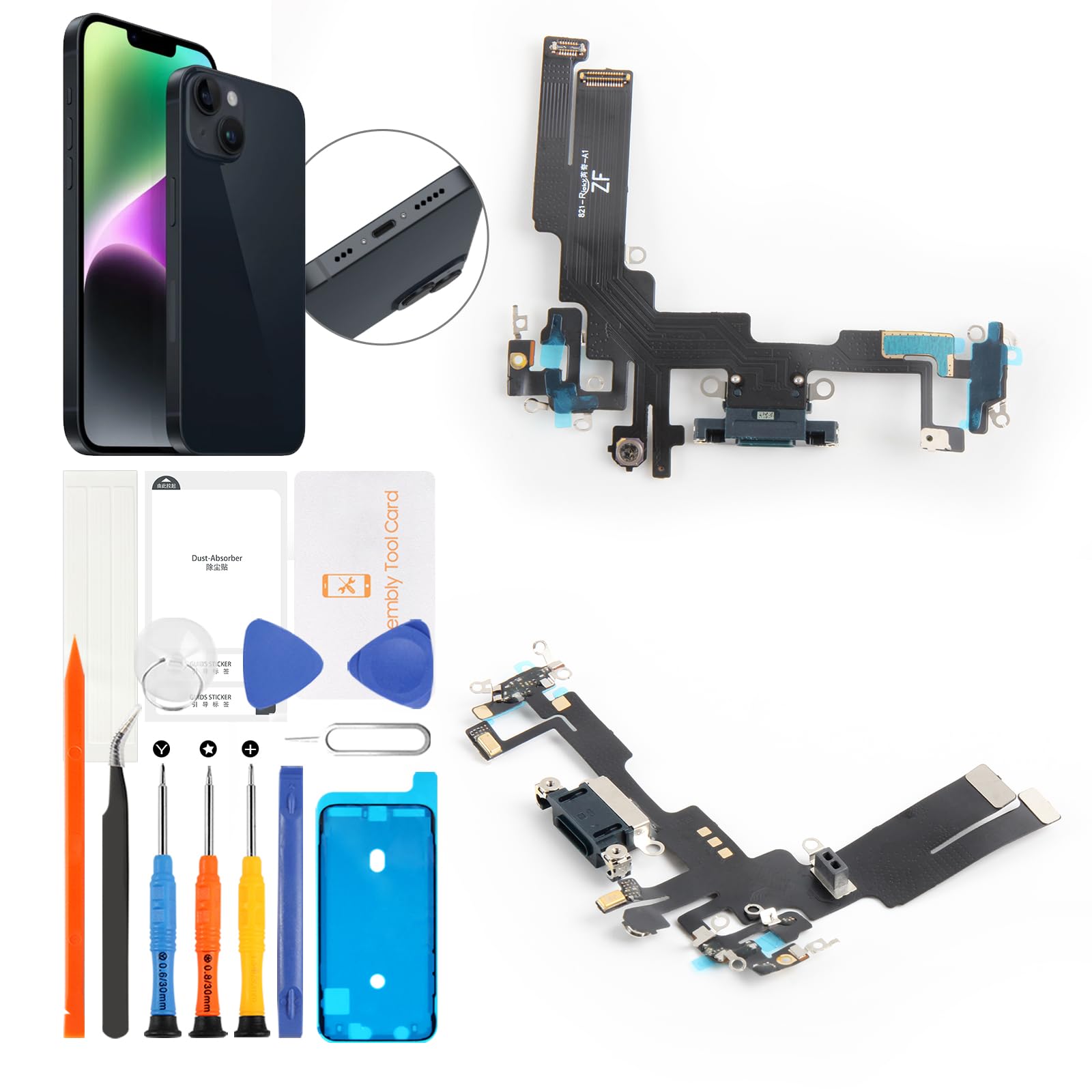 iPhone ブラック 6.1インチ ケーブルつき Amazon.co.jp: Olivechard iPhone 14用 Lightning充電ポート交換用