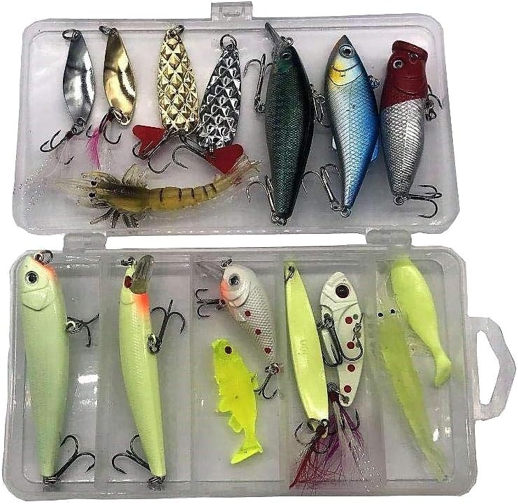 Lightahead 17pcs Fishing Hooks Lures Kit Set Portable Fun