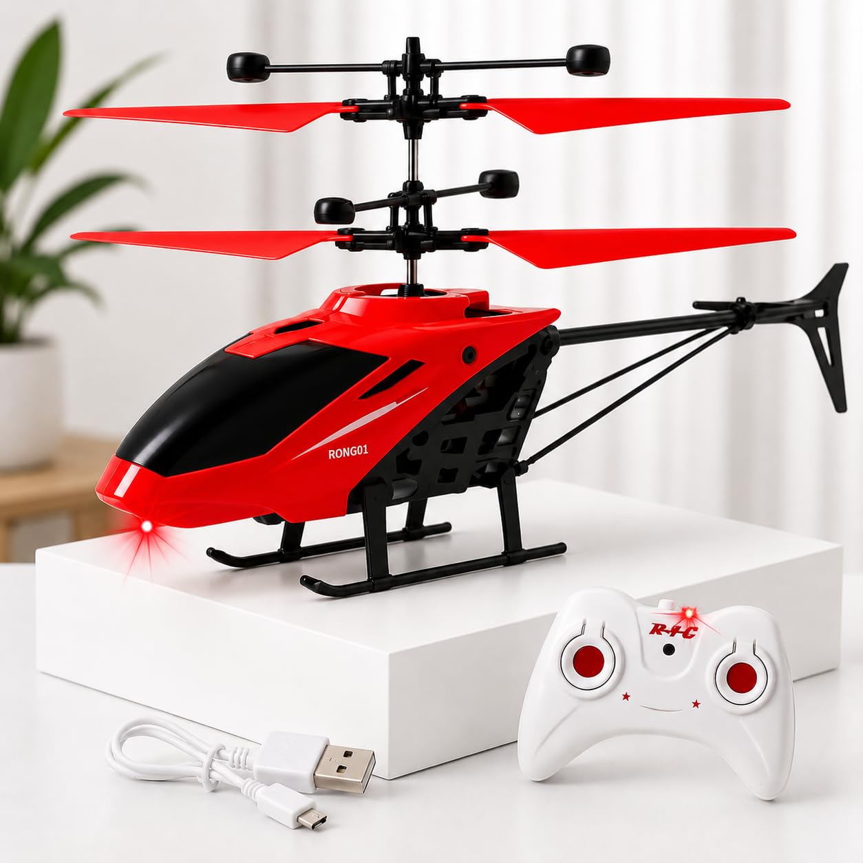 VEZIMON® Gravity Sensor Helicopter Toy for Boys with Safety Sensor, Indoor Palm Sensing, Rechargeable with LED Lights I Pack of 1 (Red Colour)-image-21