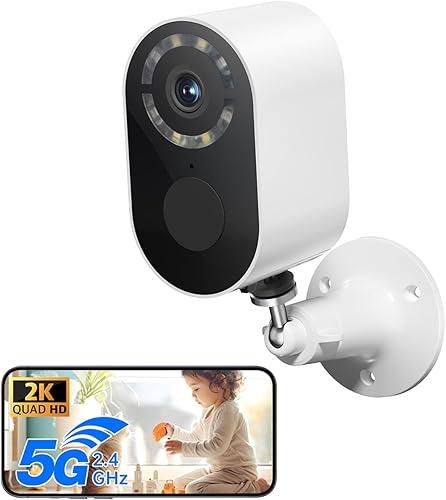 Cámaras de seguridad inalámbricas para exteriores, cámara WiFi alimentada por batería 2K con detección de movimiento AI, foco y alarma de sirena,