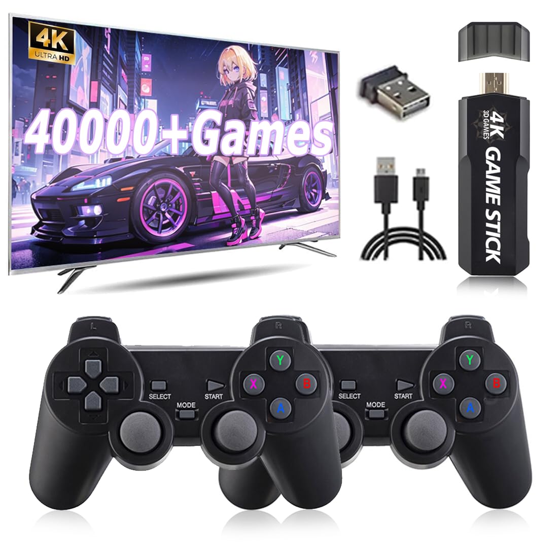 Console de jeu vidéo rétro Game Stick 4K GD10 128 Go avec 40+ émulateurs et 40000+ jeux intégrés - Jeux vidéo