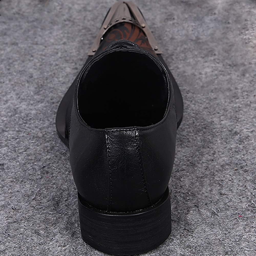 Men Oxford Formal Dress Shoes Men Lace Up Steel Toe Printed Formal Shoes Slip On for Party Genuine Leather