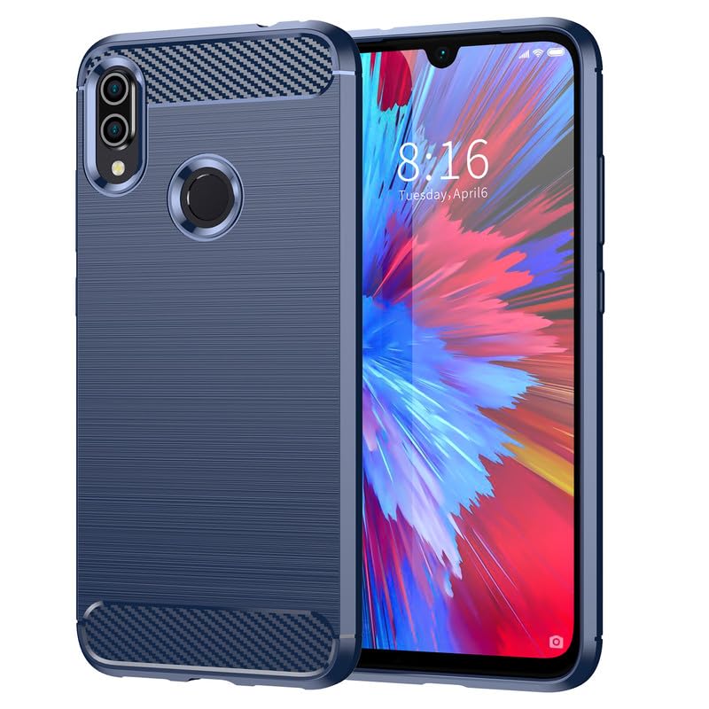 Image of Hybrid Carbon Fiber Back Case for Mi Redmi Note 7 /Note 7 Pro /Note 7s (Blue)