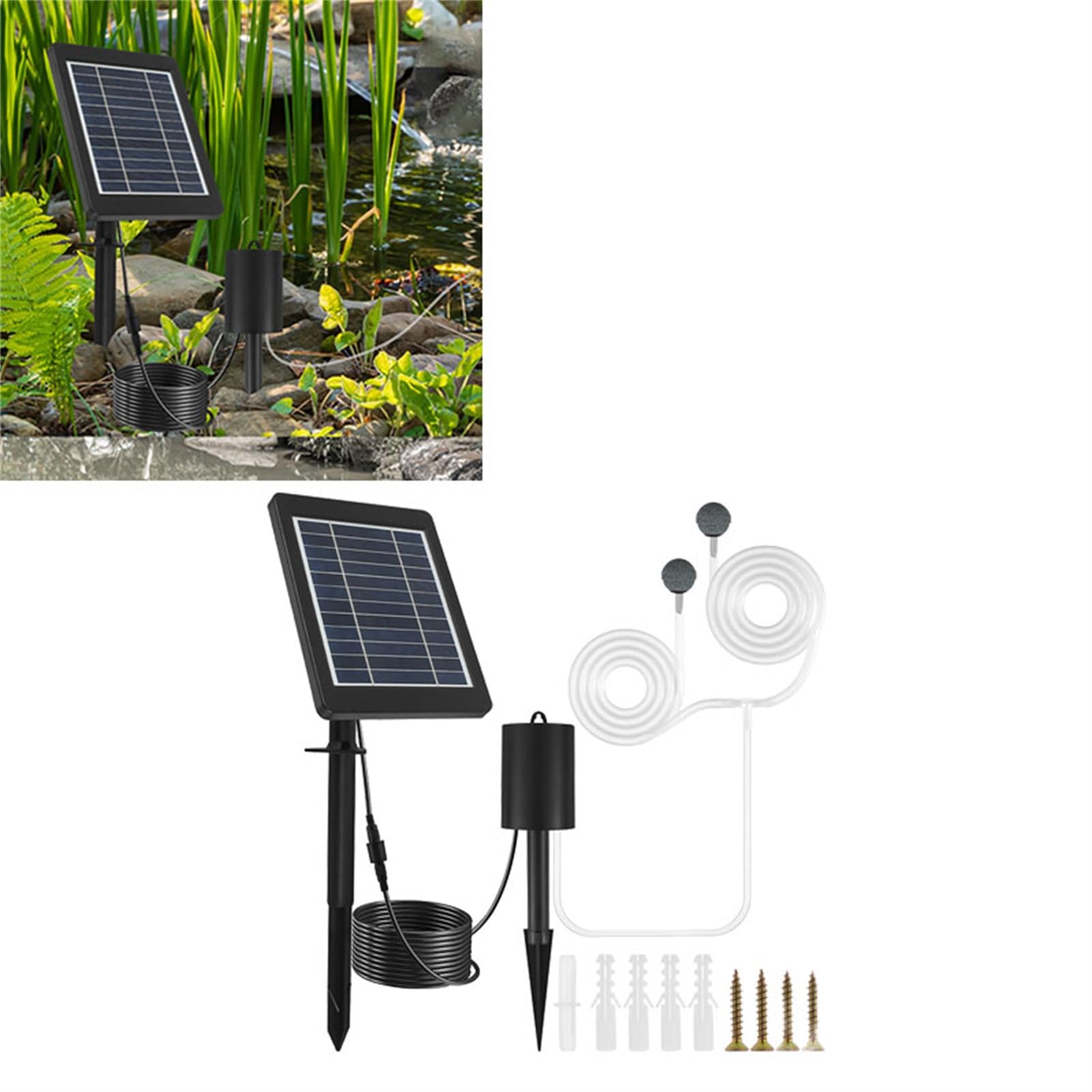 Asixxsix Solar-Teichbelüfter, 3 W, IP55, wasserdichte Solar-Luftpumpe, 3 Modi, solarbetriebener -Belüfter für Teich, für kleine Outdoor-Teiche, Aquarien, Hydrokultur