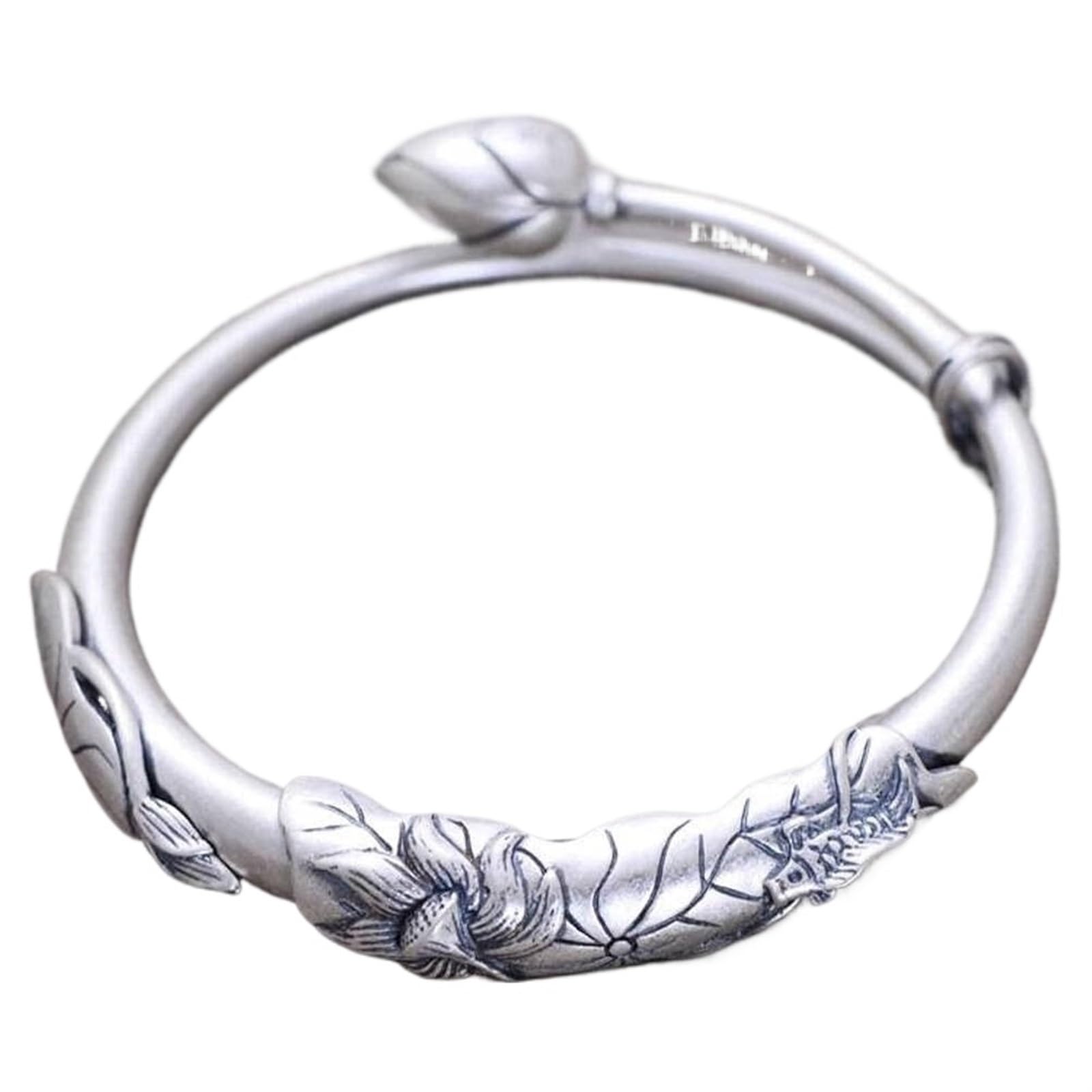 Bracciale in argento, bracciale rigido alla moda, braccialetto in argento S999 gioielli con carpa smerigliata invecchiata, figura in rilievo, braccialetti femminili, i braccialetti possono essere rega
