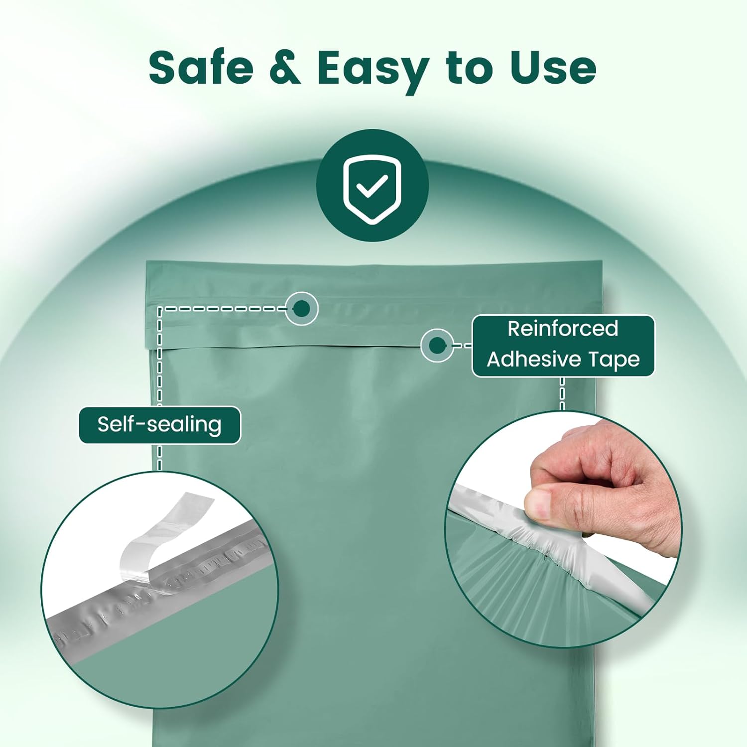 Metronic Poly Mailers 14.5x19 400PC, Large Poly Mailers for Small Business Self-Seal Shipping Bags for Clothing, Shipping Envelopes, Packaging Bags, Mailing Poly Bags，Grayed Jade Green