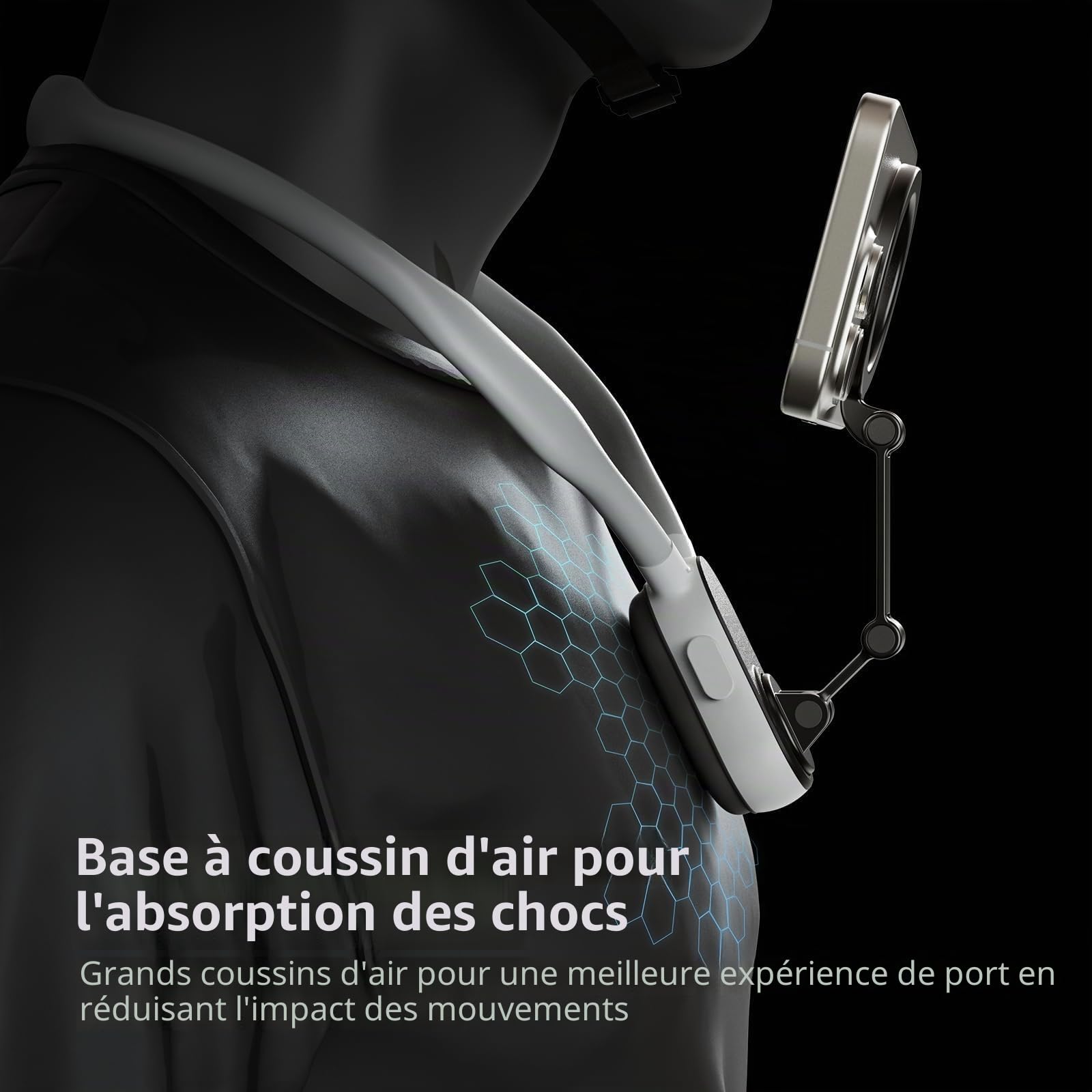 TELESIN POV/Vlog Support Magnétique pour Cou Téléphone Portable, Support de Cou Magnétique, Support de Cou pour téléphone pour la Prise de Vue Vidéo pour iPhone 15 14 13 12 Téléphones Android (Gris)