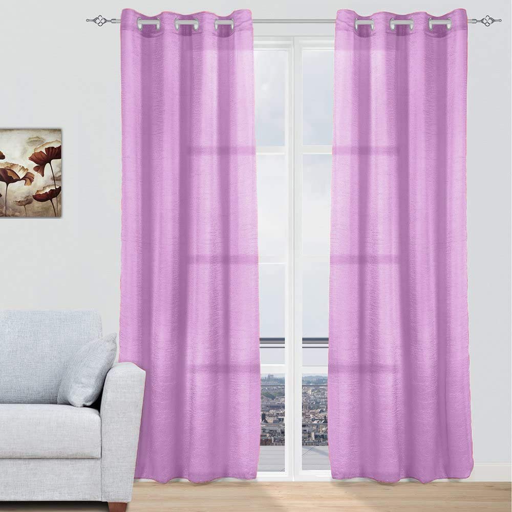 MERCURY TEXTIL - Cortinas Modernas Translucidas 2 Piezas con Anillos Plateados para Ventana, 150 X 260 CM (Lila)