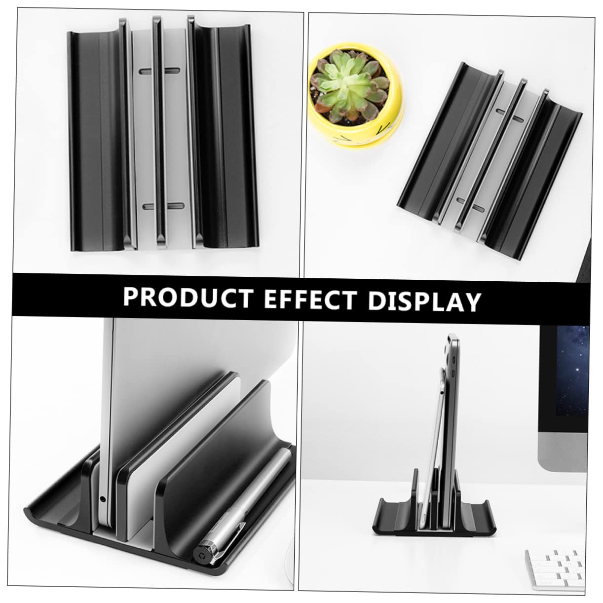 Supporto Verticale per Raffreddamento Nero in Lega di Alluminio Laptop | Installazione e Rimozione Rapide, Mantiene Computer Stabile, Design Antiscivolo