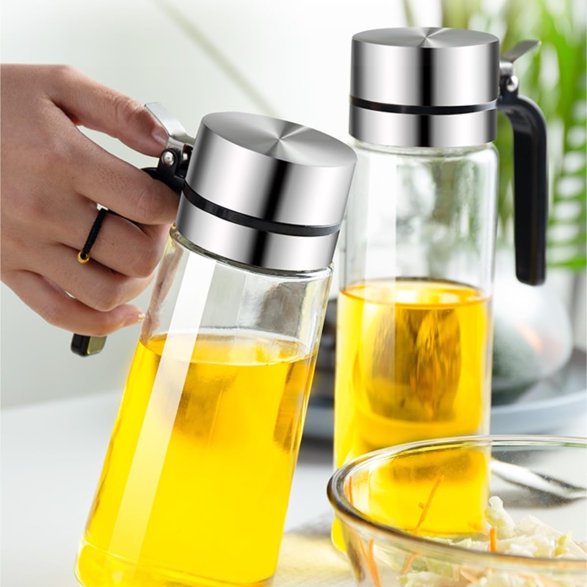 Aceitero Aceitera y Vinagrera Recipiente For Aceite A Prueba De Fugas For El Hogar, Botella For Condimentos, Vinagrera, Juego De 2 Piezas Aceiteras para Cocina