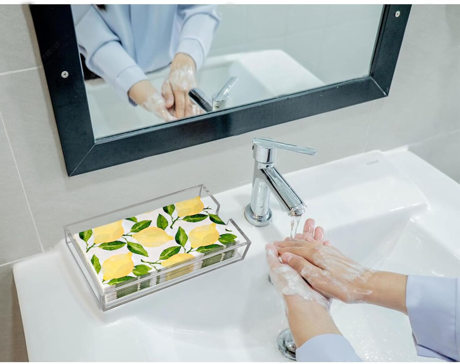 Napkin Holder, Acrylic Napkin Holder for Table Clear Hand Towel Holder for Bathroom 9x5x1.8 Inch Napkin Tray for Kitchen Dinner Hotel, Acrylic Tray for Paper Napkin, Bathroom Accessories - Image 6