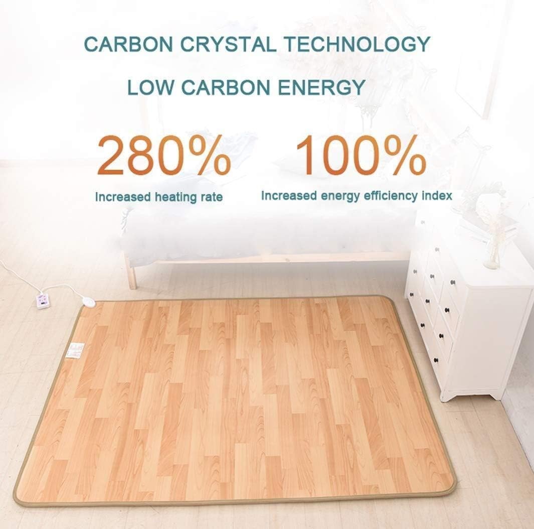 Heating Pads Electric Floor Rug Foot Warmer Feet Heated Carpet Warming Heater in Winter Wood Stripe Carbon Crystal 95 (Color : A Size : 150 * 180CM)