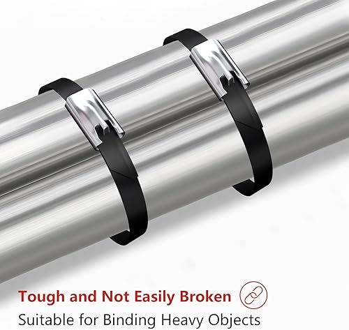 Miniatura 10 de APIELE 100 bridas de metal de acero inoxidable de 11.8 pulgadas, resistentes a los rayos UV (con cortador de corbata), cierres autoblocantes