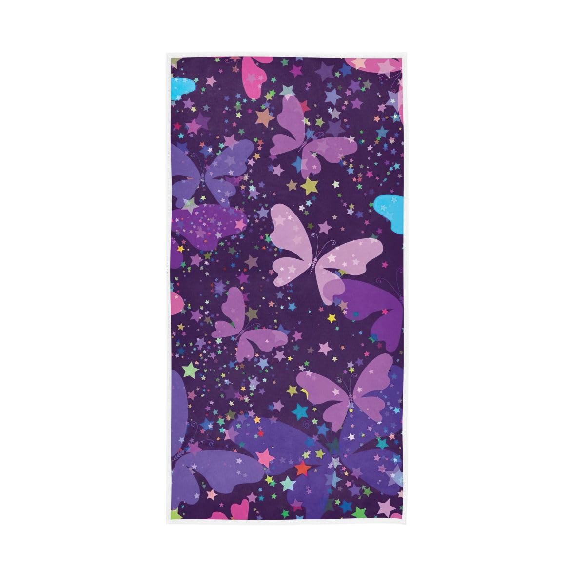 HUYGD HUYGDButterflies Purple Hand Towel, Face Towels for Bathroom 15 x 30 Inches, Bathroom Towel