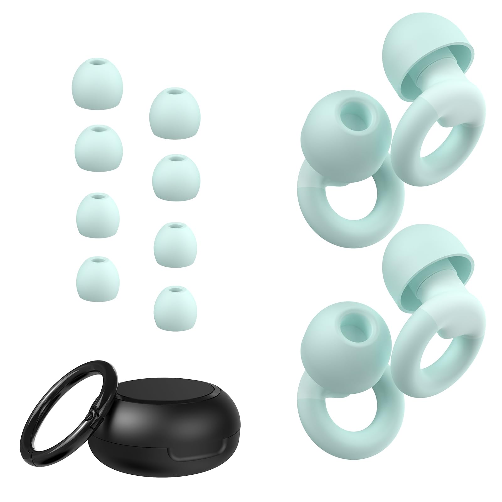 JUSTRVN Ear Plugs for Sleeping, 2 Pairs of Reusable Earplugs for Noise Reduction 25dB-30dB with 8 Ear Tips, Soft Hearing Protection Ear Plugs for Concert,Noise Sensitivity, Study &amp; Work