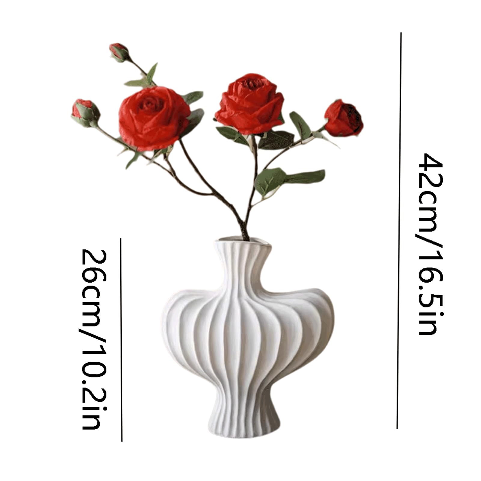 Realistico Fiori di Rose Artificiali di Seta con Vaso ceramico Fiori Falsi Artificiali realistici per casa Giardino da Giardino Decorativo Multiuso