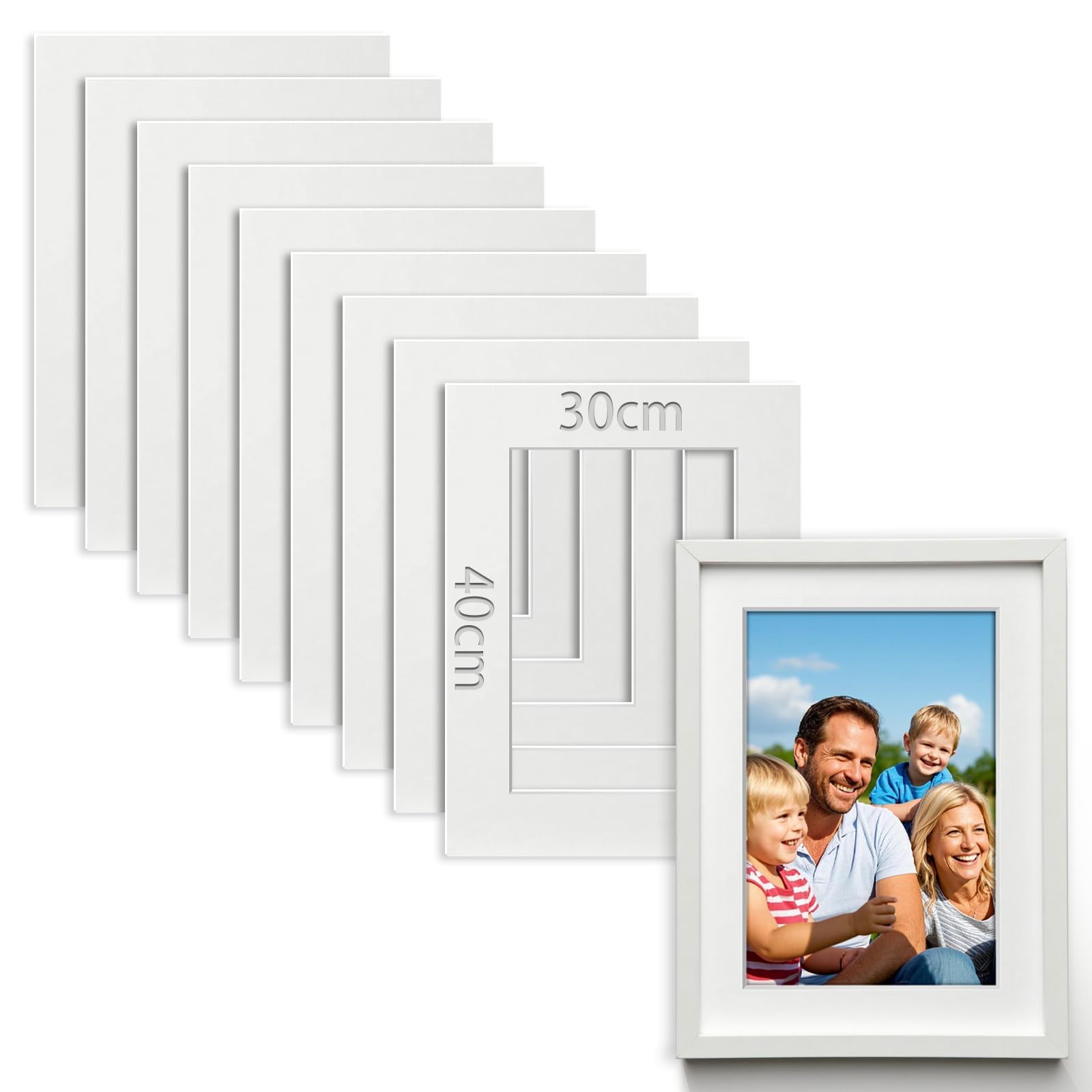 10 Pezzi Passepartout 30x40 cm Passepartout per Cornici Diametro Interno 19x29 cm Spessore di 1,5 mm Bianco per Cornici Foto Quadri Stampe d'Arte