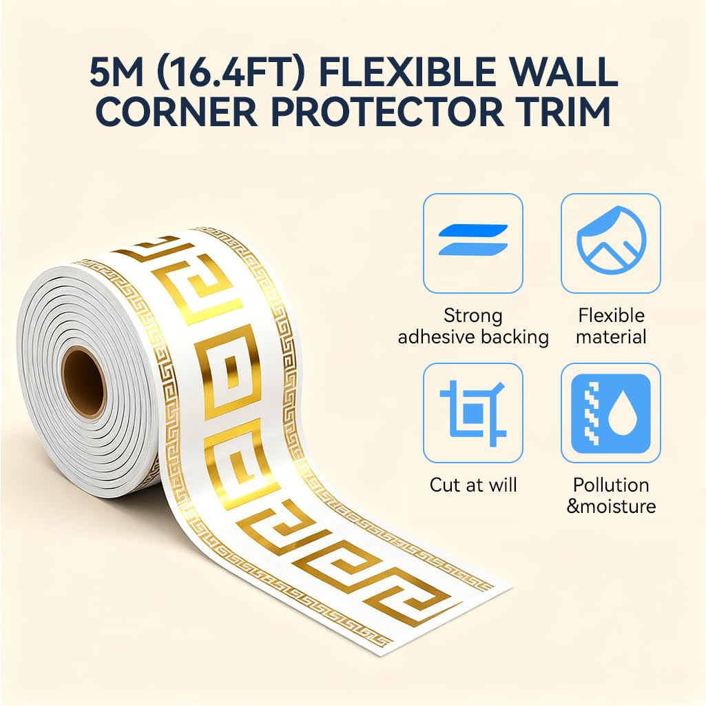 HASTHIP Wall Skirting Stickers - Golden Greek Key -3