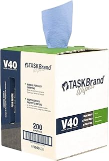 TaskBrand N-V040CGB Blue V40 Value Series Center Pull Wiper Sheets, All-Purpose Disposable Cleaning Towels, 10 x 11.5 Inches, Blue, Roll of 200