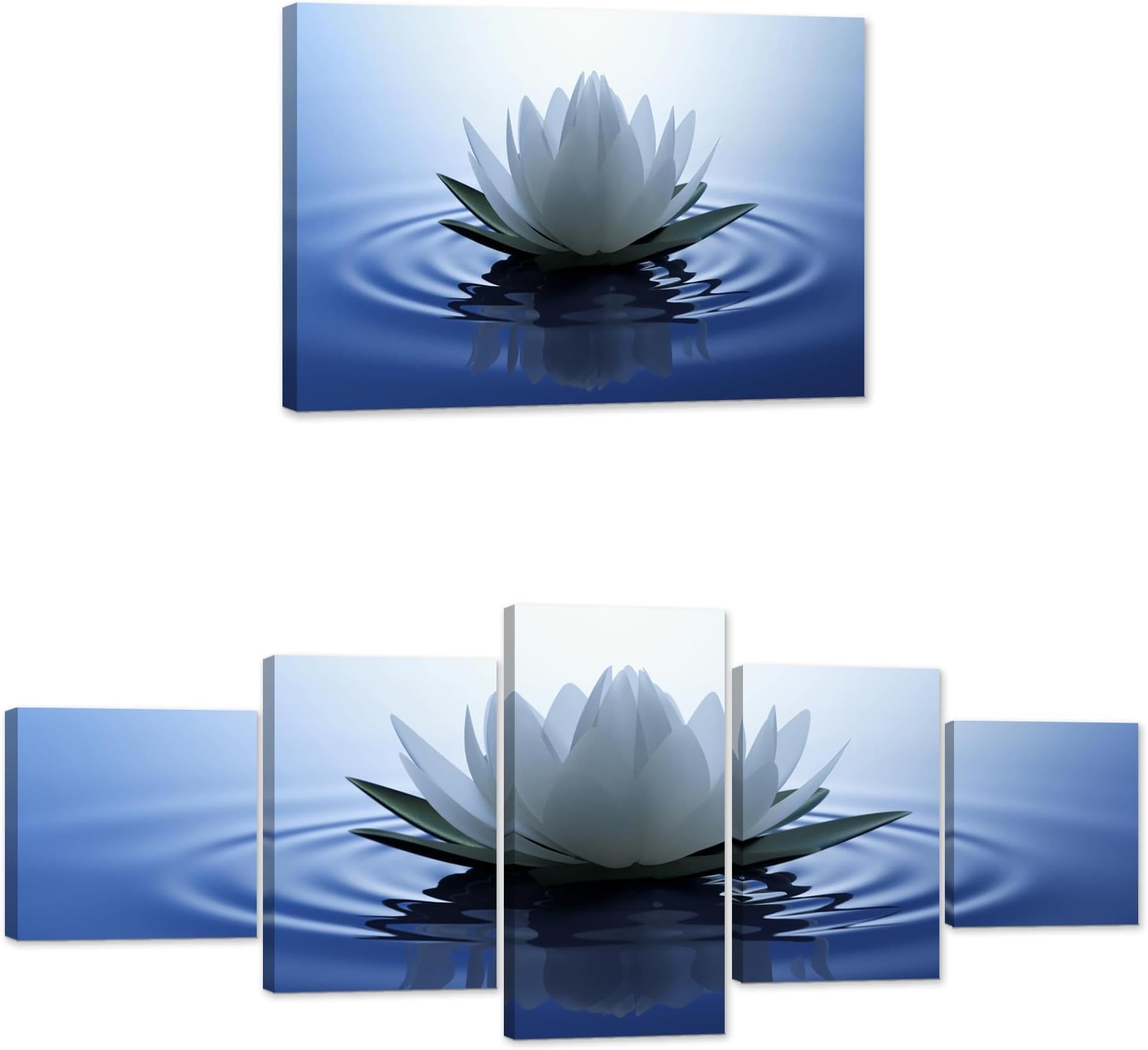 YIOZHAOFH White Lotus Wall Art Canvas Pictures Print Spiritual Meditation Artwork Poster for Yoga Room Bathroom Zen Spa Photo Decor Framed Ready to Hang