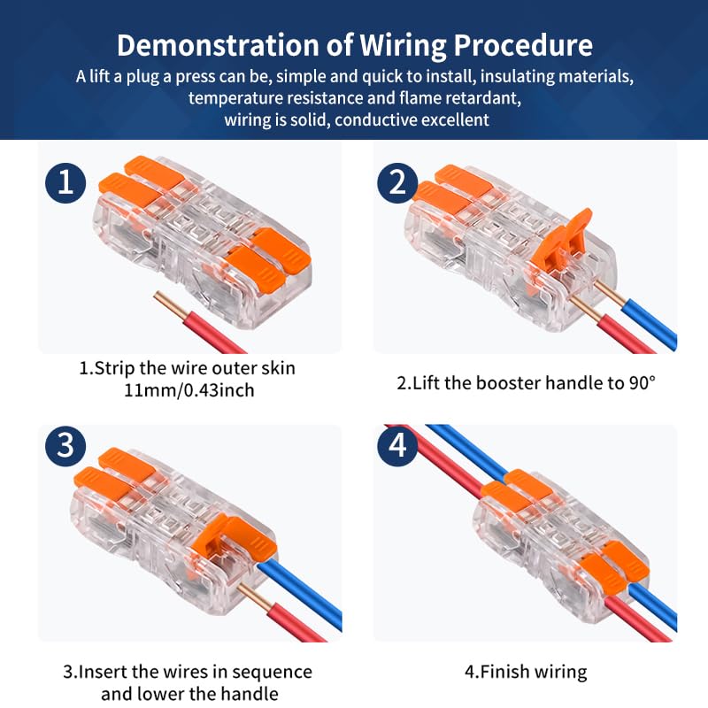 Lever Wire Connectors 60pcs Quick Lever Splicing Transparently Connectors 2.5mm 1 in and Out Universal Fast Wiring Compact Lighting