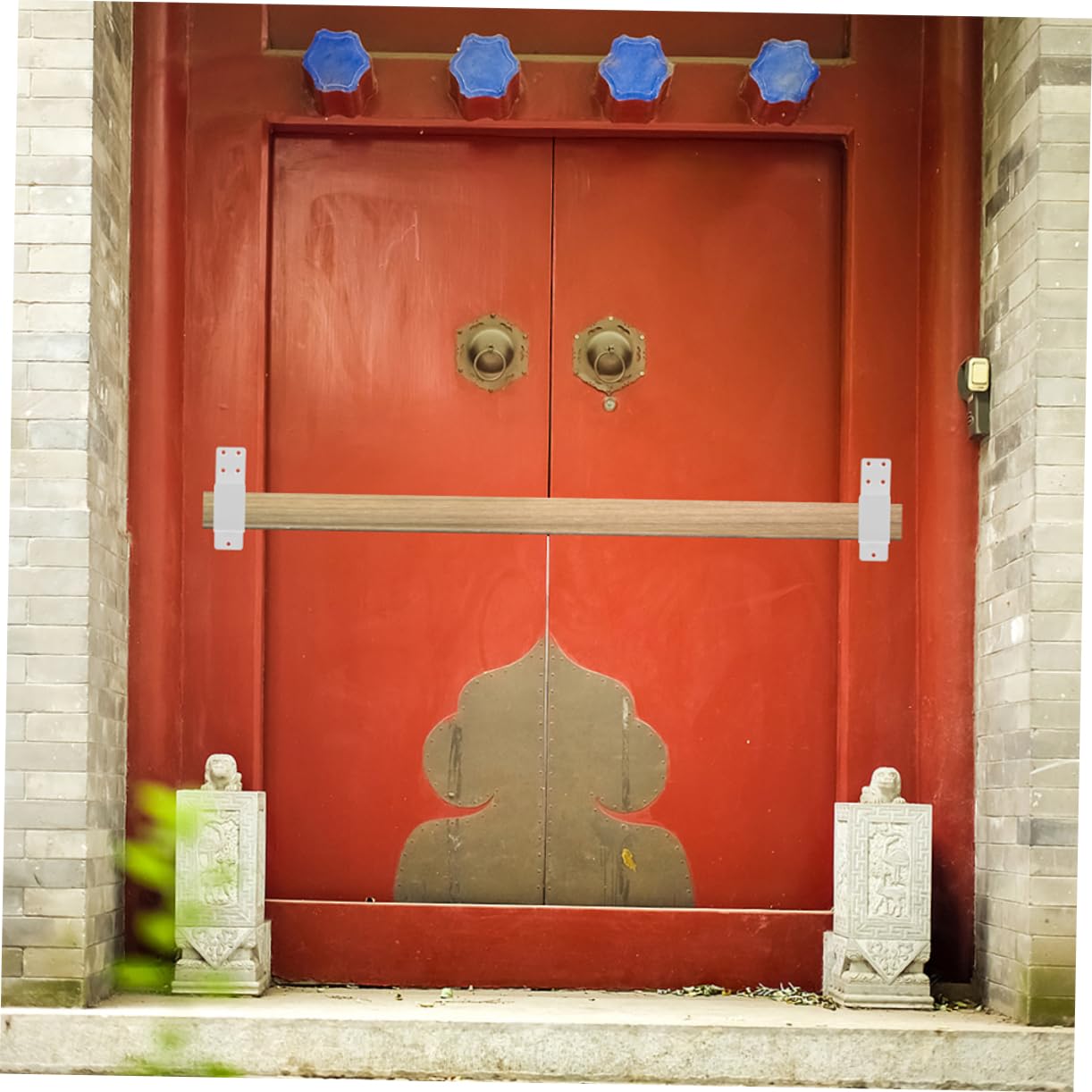 iplusmile Support de Porte Robuste en Acier Design de U Épais, Barre de Sécurité pour Porte D'entrée ou Portail Arrière, Stabilité et Prévention D'ouverture Accidentelle