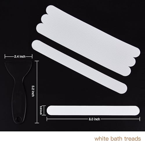 Miniatura 3 de Secopad 36 calcomanías antideslizantes para bañera, suelo de ducha antideslizantes con raspador premium (blanco)