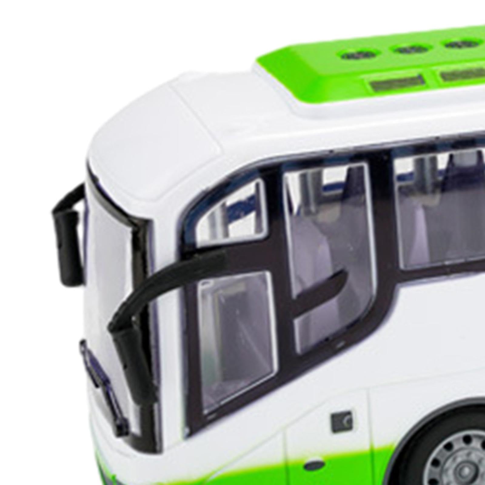Autobús de Control Remoto Coche RC Vehículo Autobús de Ciudad Juguete RC con Luces LED Neumáticos de Goma Funciones Completa Y Alineación Ajustable Ad, Blanco Verde