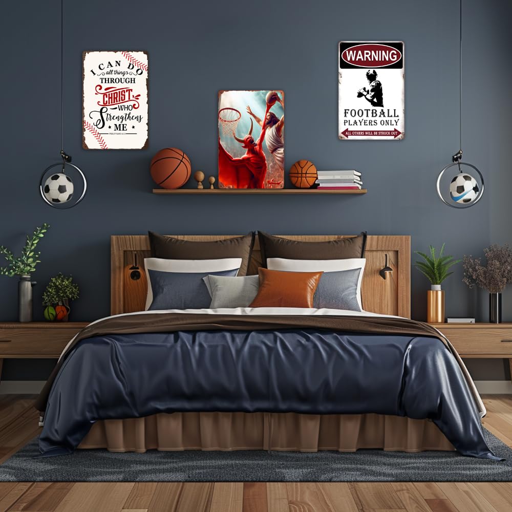Targa Metallica Vintage Baseball – I Can Do All Things Through Christ, 20x30 Cm, Decorazione Parete Per Cameretta Ragazzi - 6