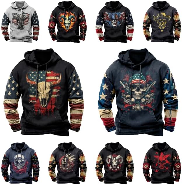 Oversized Grahpic Hoodie for Men Trendy Pullover Hooded Sweatshirt Long Sleeve Lightweight Casual Sweater - Image 4