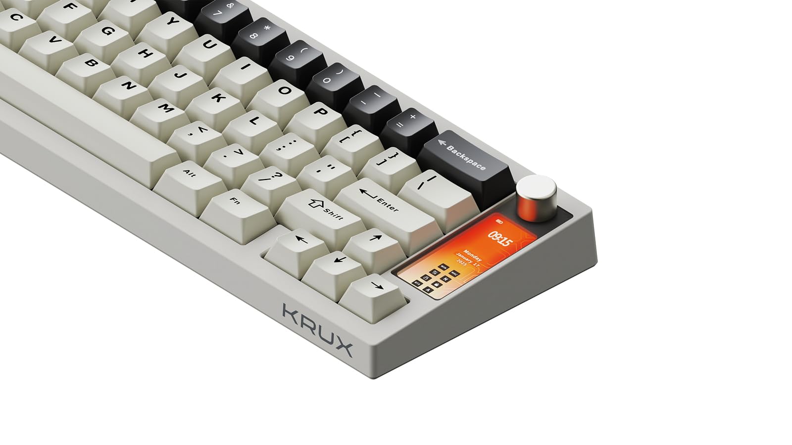 KRUX Drox, mechaniczna klawiatura dla graczy, kompaktowa klawiatura w rozmiarze 65%, wielofunkcyjny ekran, liniowe przełączniki KRUX Violet, podświetlenie RGB, hot-swap, oprogramowanie web-owe