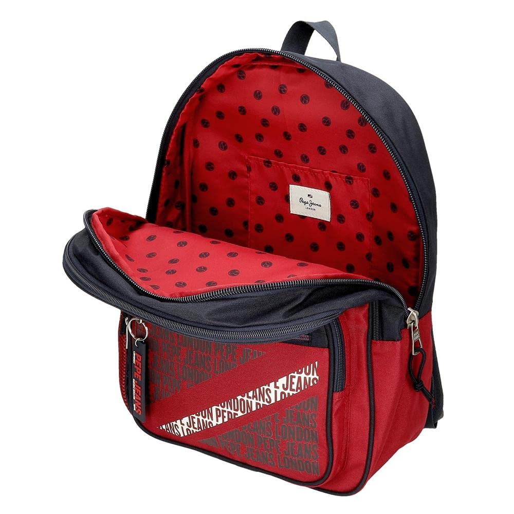 Pepe Jeans Clark Mochila Escolar Doble Compartimento con Carro Rojo 30x40x12 cms Poliéster 15,6L