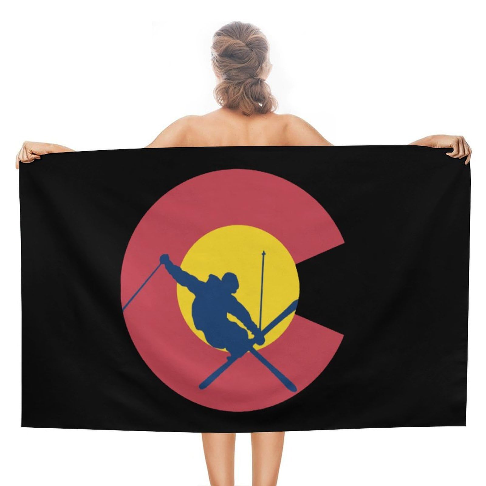 CGSBNGHA Colorado Flag Skiing Ski Beach Towels Soft Bathroom Bath Pool Swim Towels for Women Men