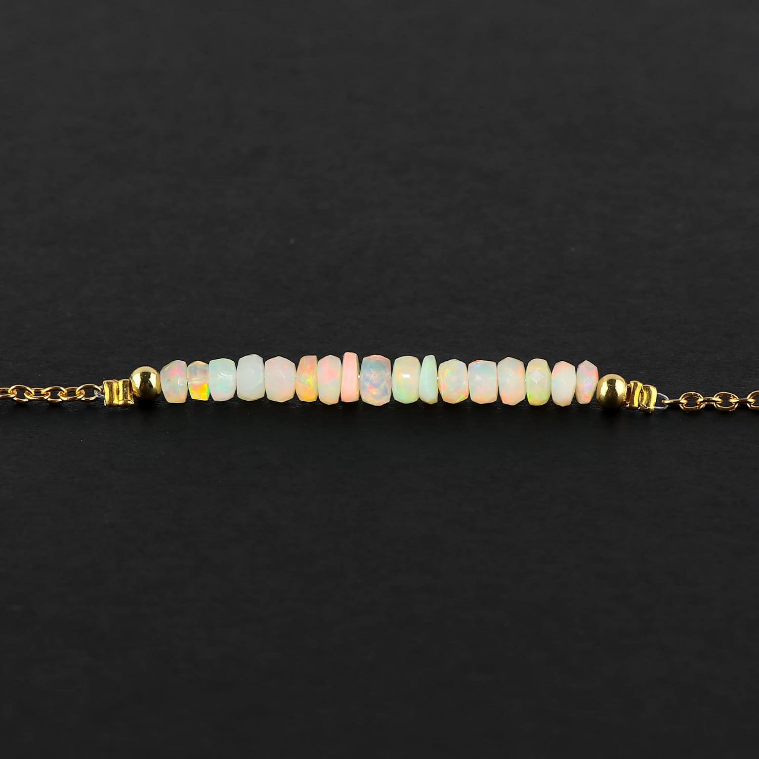 Gemstone Chips/Beads Bar Bracelet for Women | Natural Healing Crystal Jewelry | Adjustable Chain 7+1 Inch | Gem Size 2-4 mm | Handmade Elegant Bracelet - Image 3