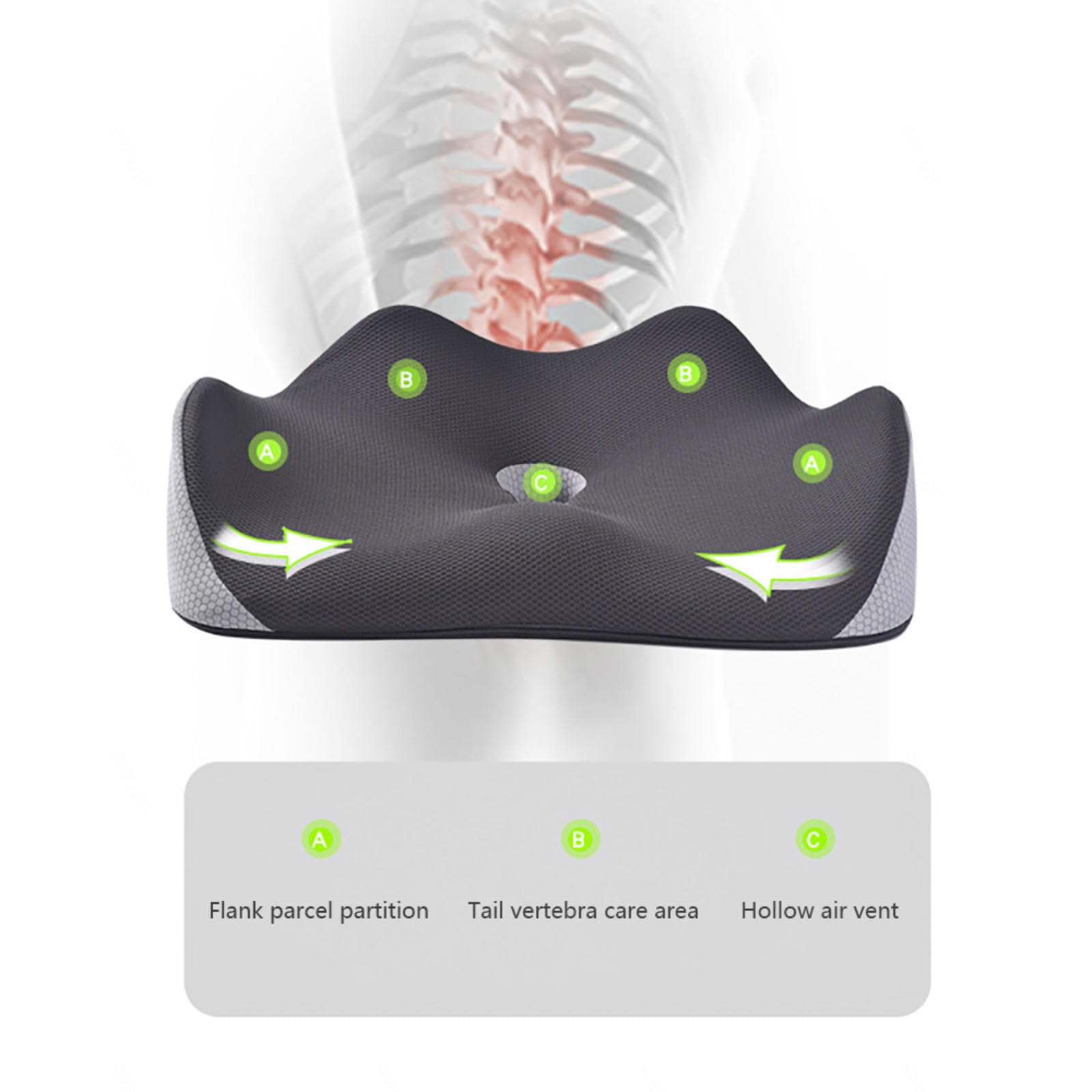 HAZARA Cojin Antiescaras, Cojin Ergonomico Hecho De Espuma Viscoelástica, Cojin Asiento Coche para Espalda,Alivio del Dolor De Coxis,A-Gray