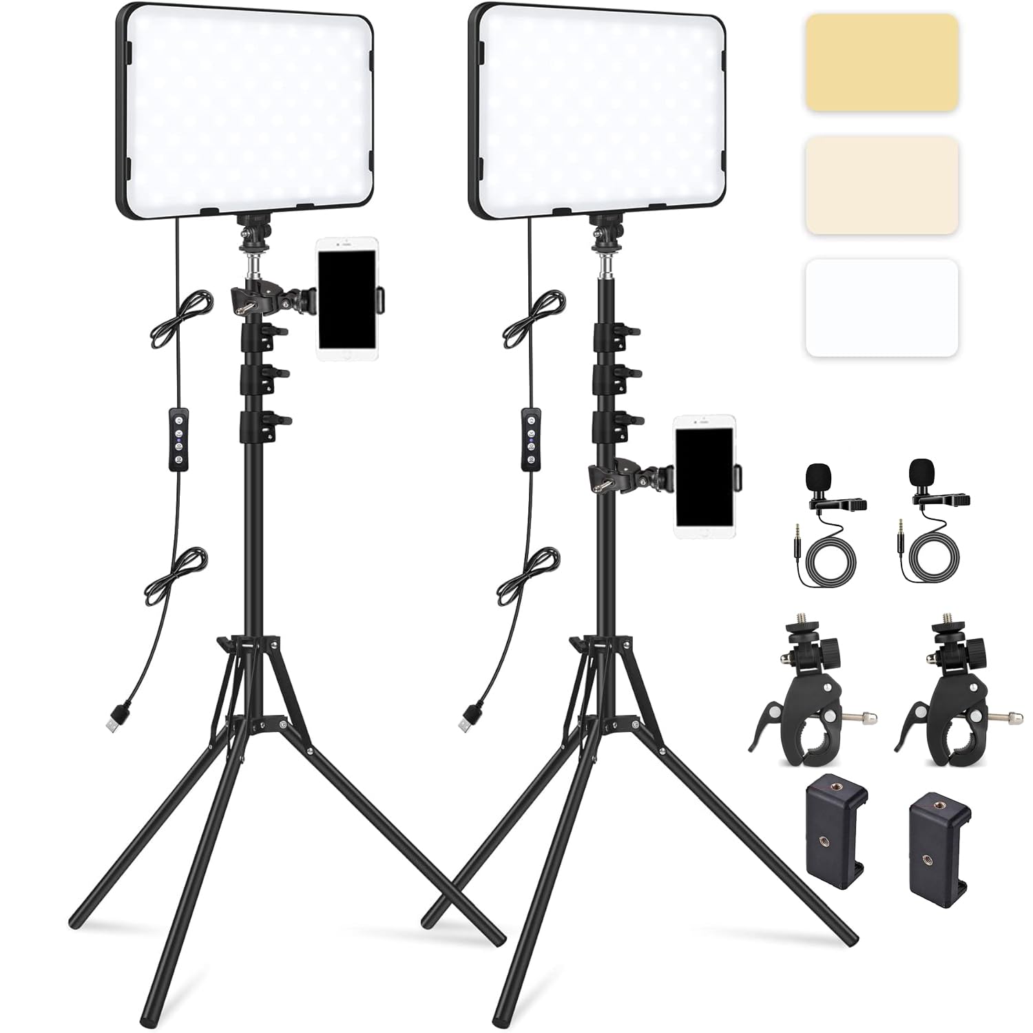 ADZOY 2-Pack Professional Combo of 10 Inch USB Powered LED Panel Light with 7 Feet Adjustable Metal Tripod, Super Clamp and Collar Lapel Microphone for Video Photo Studio Lighting (B0D58J1PL4) Amazon Price History, Amazon Price Tracker