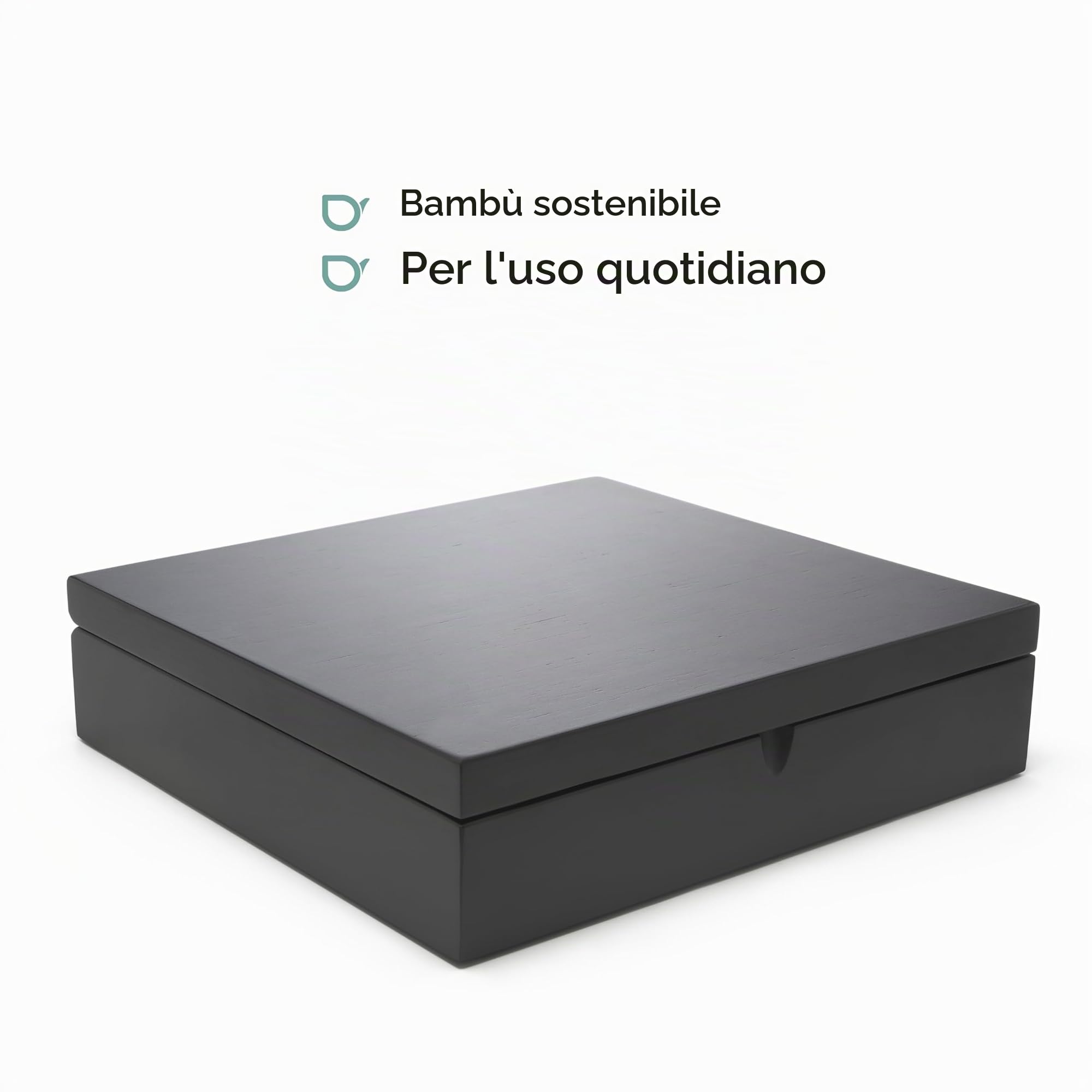 Bredemeijer - Scatola da tè 12 scomparti chiusi - Bambù - Nero | Contenitore per bustine di tè in bambù sostenibile, scatola da tè in legno con coperchio, 8,79 x 23,39 x 29,21 cm