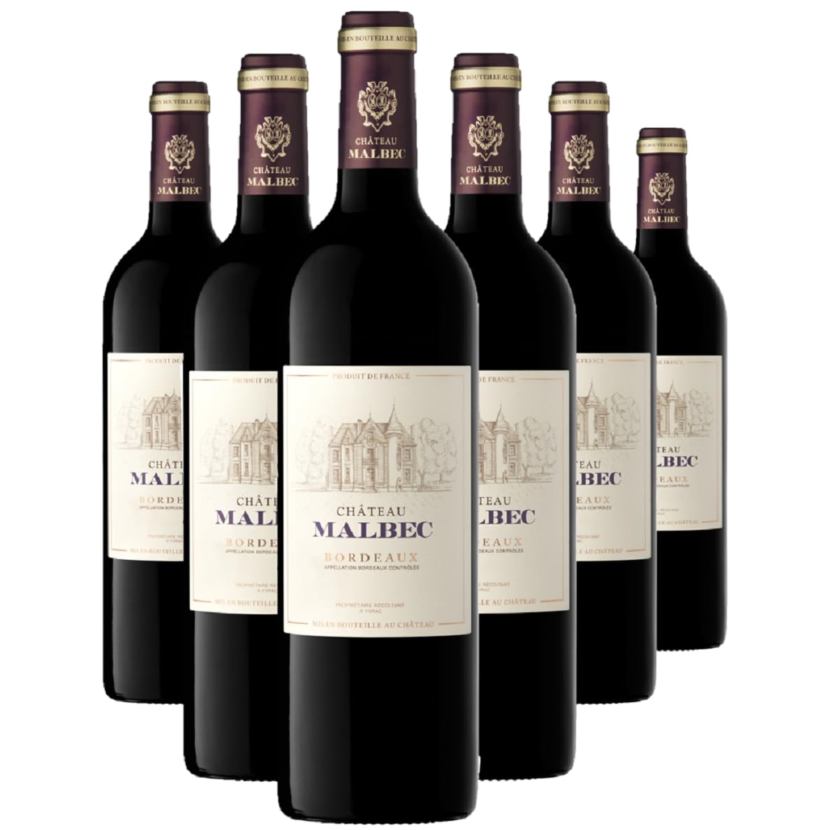 Castel Chateaux Grands Crus Château Malbec Vino Tinto, DOP Burdeos, Cosecha 2022, 6 botellas x 75 cl