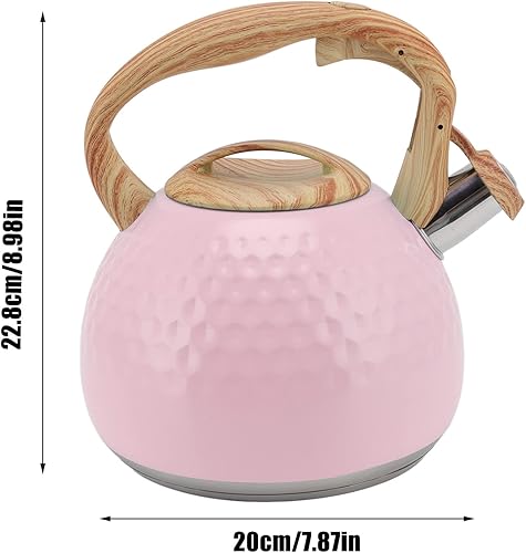 Miniatura 7 de Hervidor de té, tetera de acero inoxidable de 3 litros, estufa doméstica silbante, tetera versátil para estufa (9.1 in-rosa)