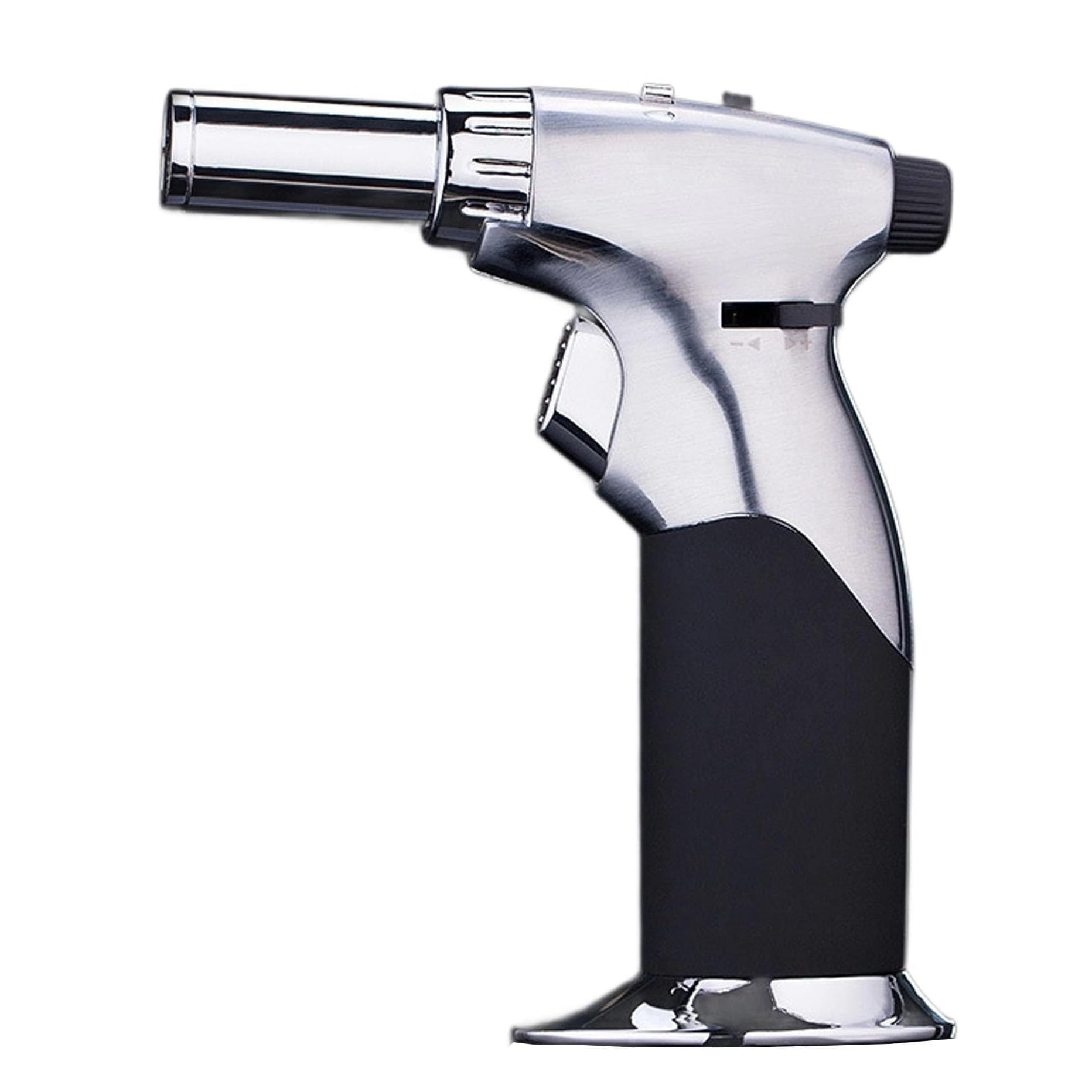 Windproof Jet-Flame Butane Torch Lighter – Metal Construction(Silver)