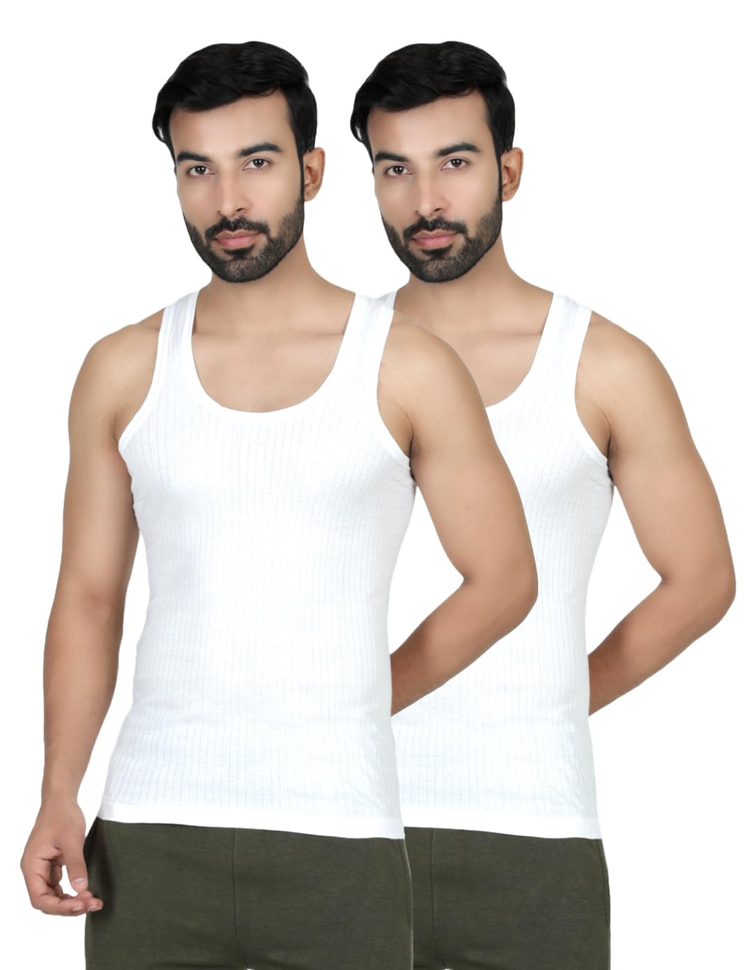 digsel mens wear DIGSEL Mens 100% Cotton PERMIUM Quality White Sleeveless Vest Parker_Pack of 2-picture-58