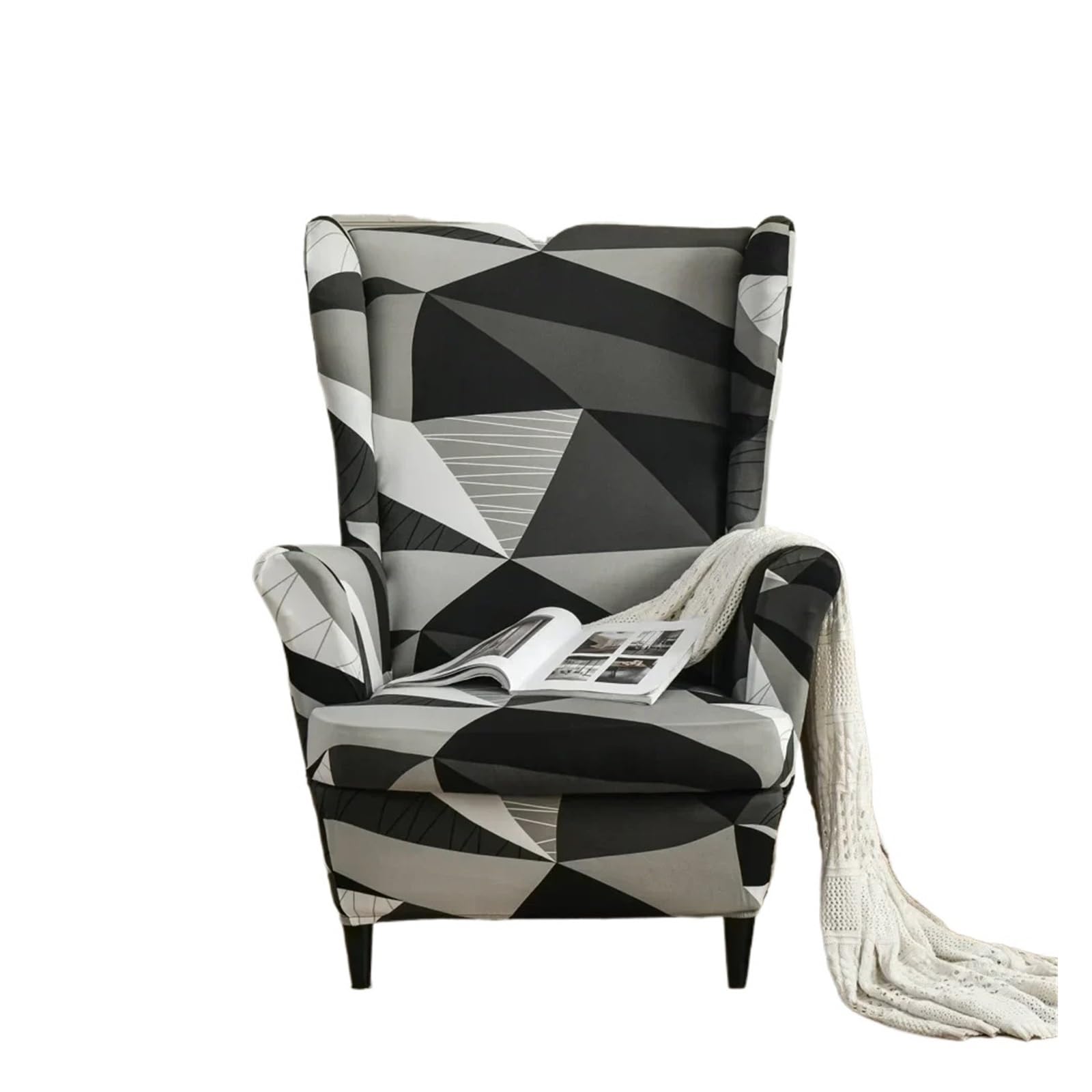 GCYEIDMA Wing Chair Slipcover Flower Wing Chair Cover Stretch Armchair Covers Removable Relax Sofa Slipcovers(Style-5)