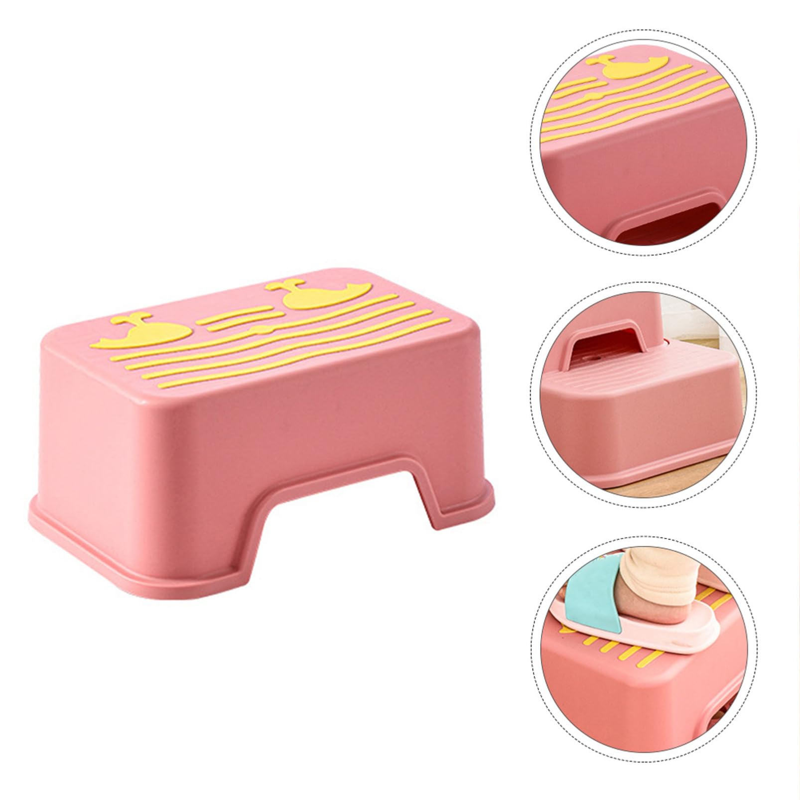 Sgabello Pezzo in Plastica Bambini Pp Antiscivolo Rosa per 1 | Uso Quotidiano e Lavarsi i Denti, Design Multiruolo, Resistente All'usura, per Toddler