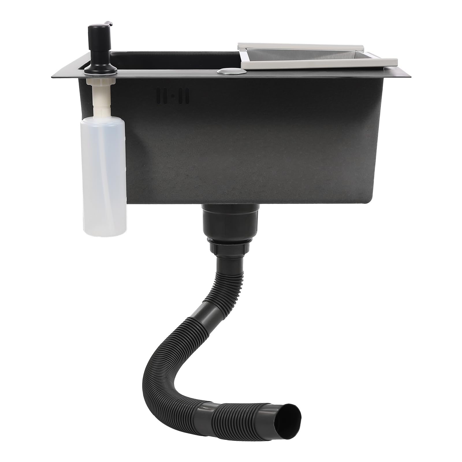 Fregadero, 40 x 45 cm, acero inoxidable, fregadero de cocina con dispensador de jabón, fregadero de granito