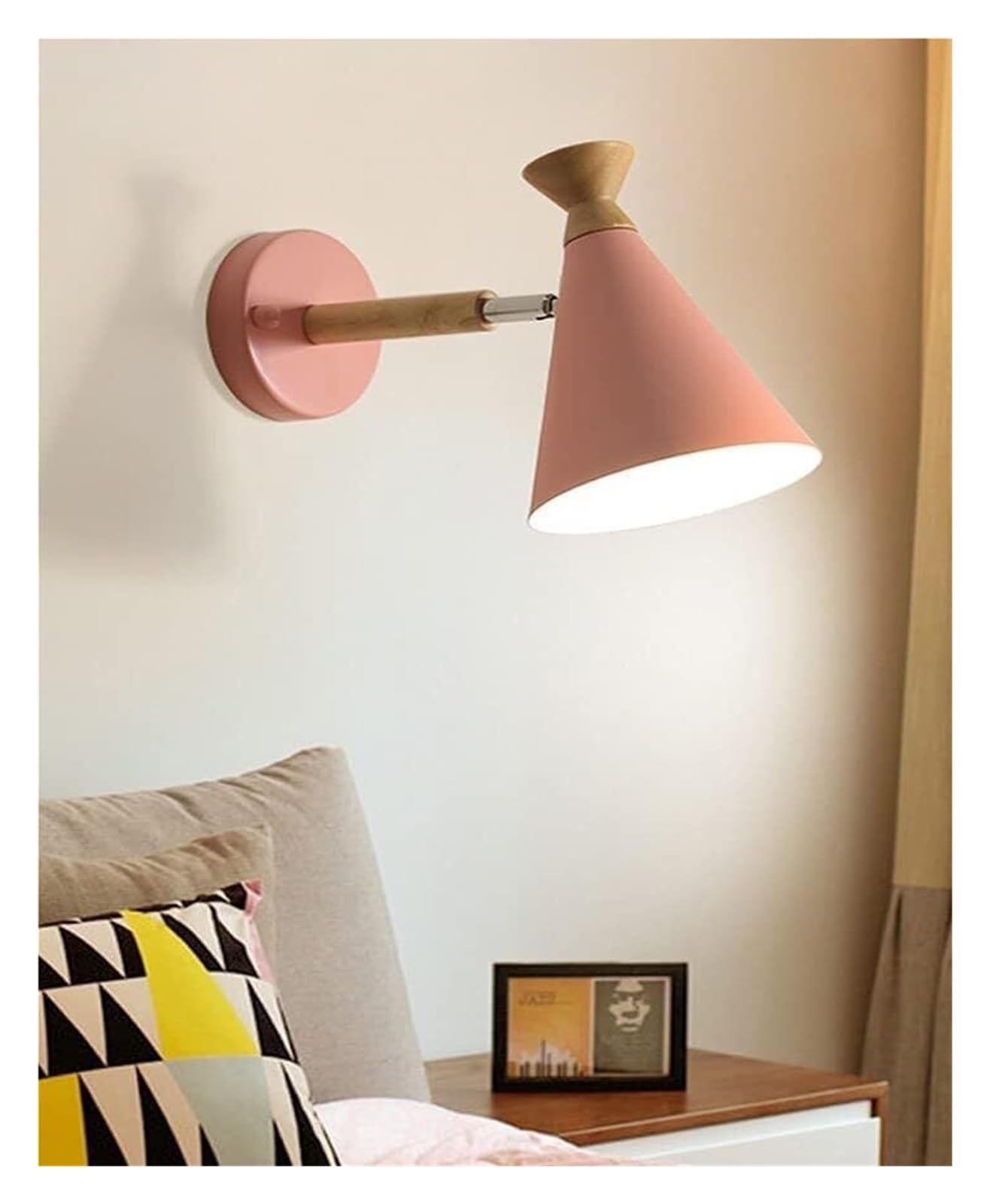 VDOQTLJT Wall Lamp Macaron Horn Light Postmodern Indoor Sconce Restaurant Decor Lantern Lamps sconces(Rosa)