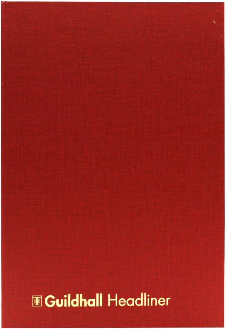 Libro Contabile Guildhall Headliner Serie 48 - 80 Fogli, 4/12 Colonne, 298x273 Mm, Copertina Rigida Bordeaux
