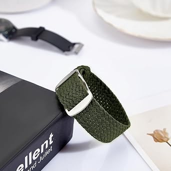 OLYCRAFT Nylon Watch Band 20mm Army Green Replacement Watch Band One-Piece Nylon Braided Watchband Universal Outdoor Watches Strap for Men Women Watches Strap Bands Replacement