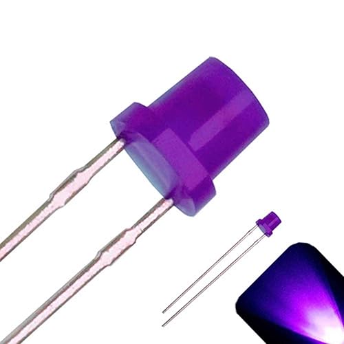 LED de gran angular UV/morado con parte superior plana difusa de 0.118 in, gran angular (paquete de 20)