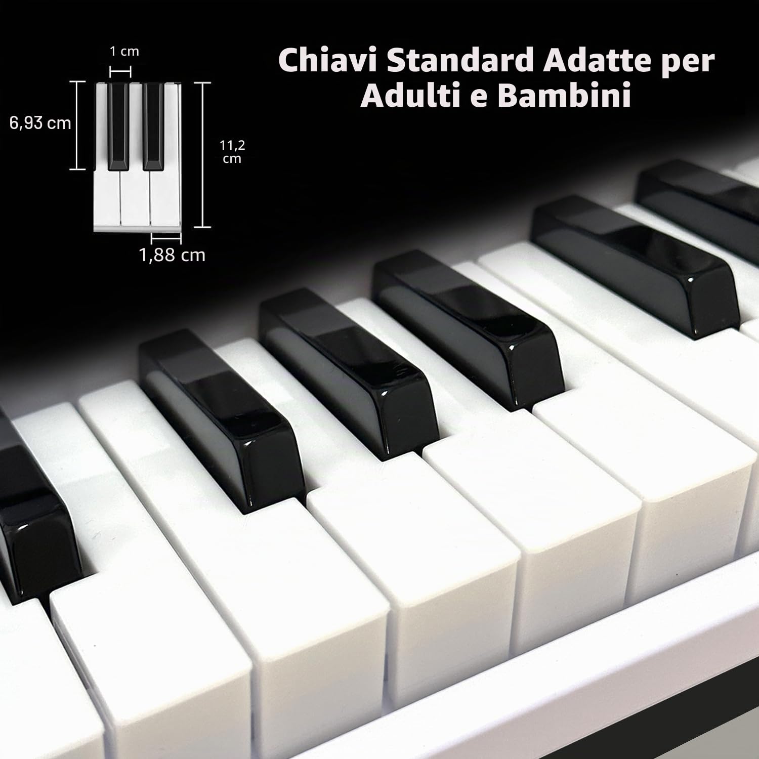 Pianoforte digitale portatile a 61 tasti, pianoforte elettronico con tasti illuminati e supporto musicale, mini tastiera per bambini e adulti, tastiera digitale Nero